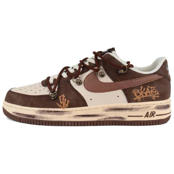 Nike Nike Air Force 1 Abrasion Resistant Low top Skateboard Shoes Unisex Beige Brown