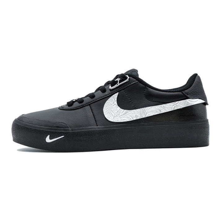 Nike Nike Court Shot Silver Edge Leather Abrasion Resistant Balance Height Increasing Low top Skateboard Shoes Men's Black