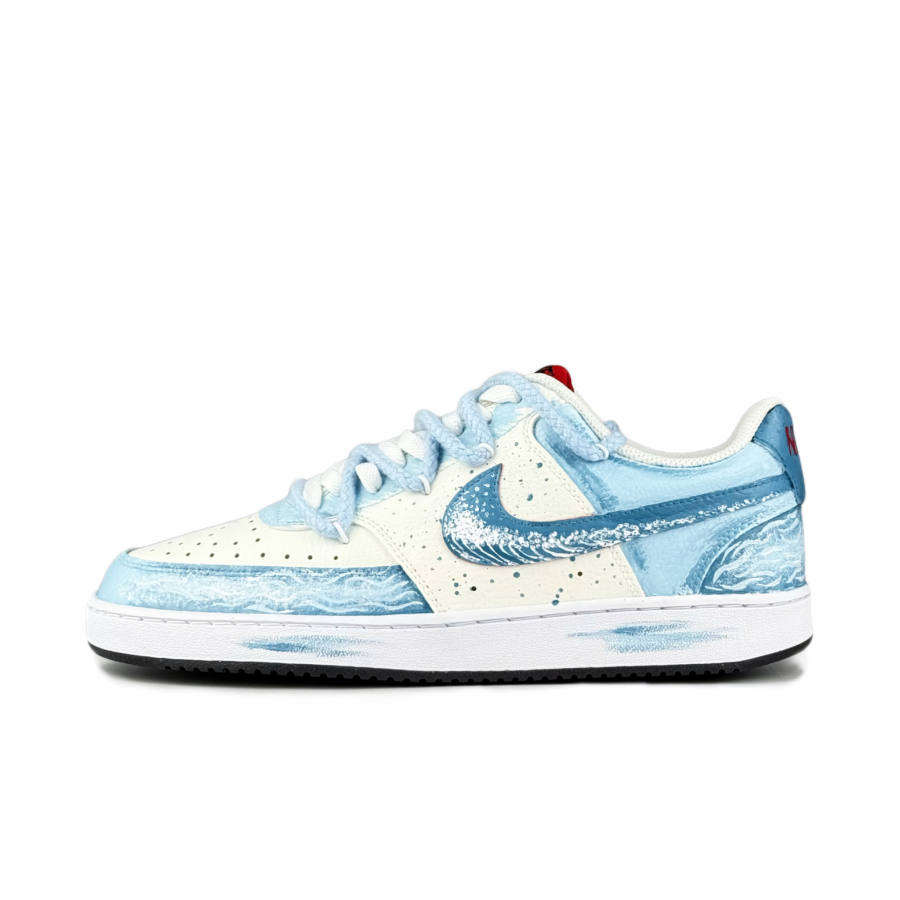 Nike Nike Court Vision 1 White Wave Love Letter Synthetic Leather Abrasion Resistant Low top Skateboard Shoes Men's