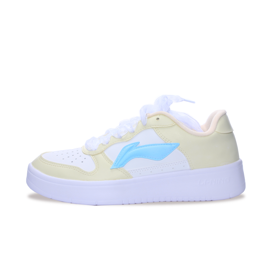 Li-Ning Li Ning Floating Boat Slip Resistant, Lightweight, And Breathable Low top Skateboard Shoes Women's White Yellow Blue
