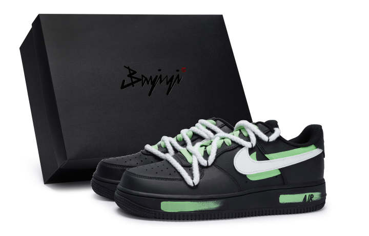 Nike Nike Air Force 1 Low top Skateboard Shoes Unisex Black White Green