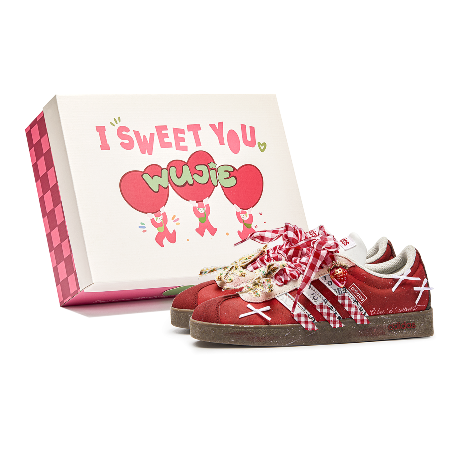 Adidas Adidas VL COURT 2.0 WuJie, Box, Strawberry Cushioning Low top Skateboard Shoes Unisex Red Brown