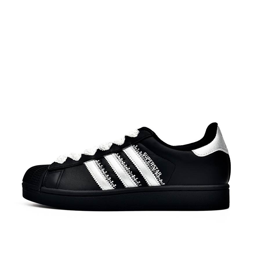 Adidas Originals Superstar 2 Leather Lightweight Low top Skateboard Shoes Unisex White Black Silver