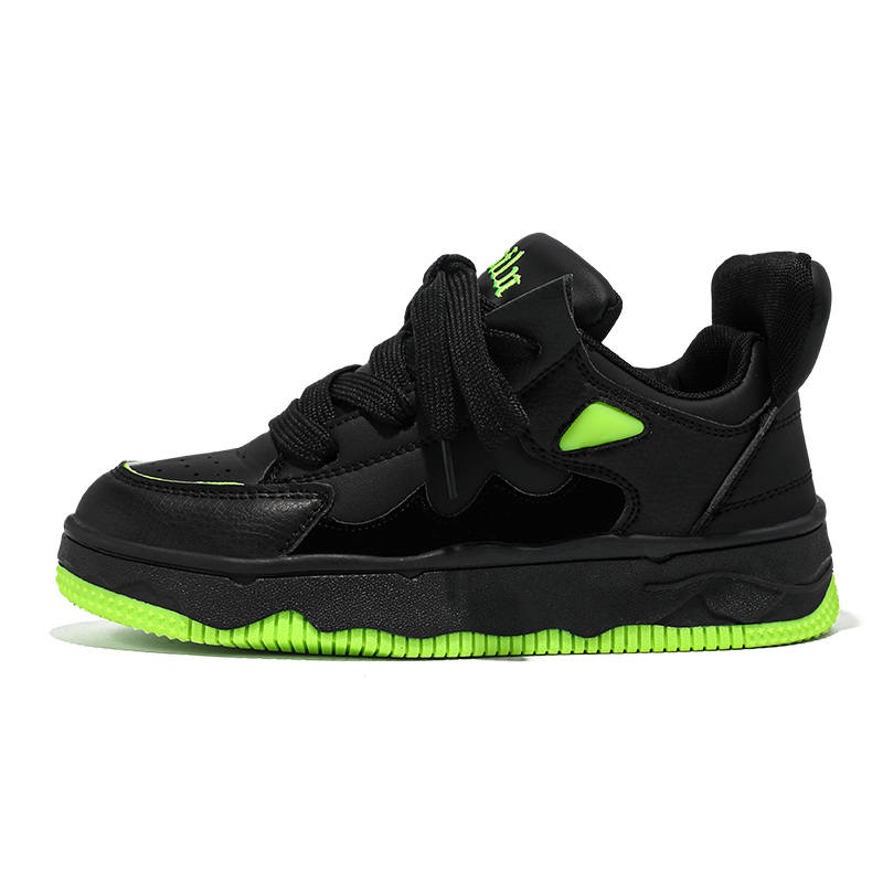 Snow Know The Answer (SKTA) Snow Know The Answer SKTA Wear resistant And Lightweight Low top Skateboard Shoes Unisex Black Green