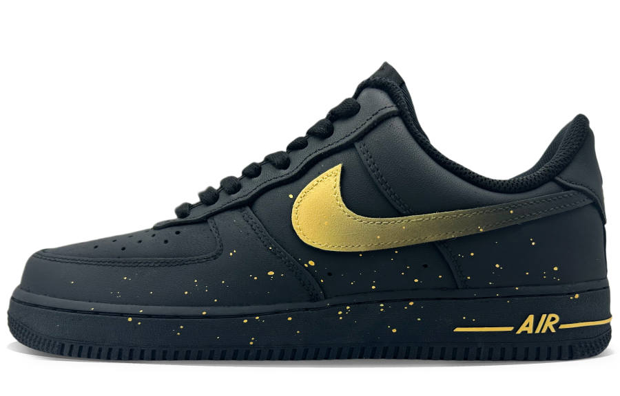 Nike Nike Air Force 1 Golden Years Sunset Abrasion Resistant Abrasion Resistant Low top Skateboard Shoes Unisex Black Gold