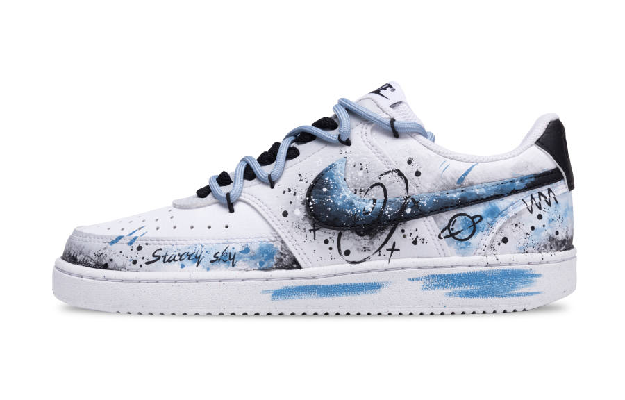 Nike Nike Court Vision 1 Universe Journey Slip Resistant Abrasion Resistant Low top Skateboard Shoes Unisex Black White Blue
