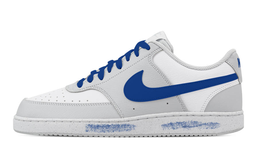 Nike Nike Court Vision Ocean's Heart Abrasion Resistant Low top Skateboard Shoes Men's White Blue