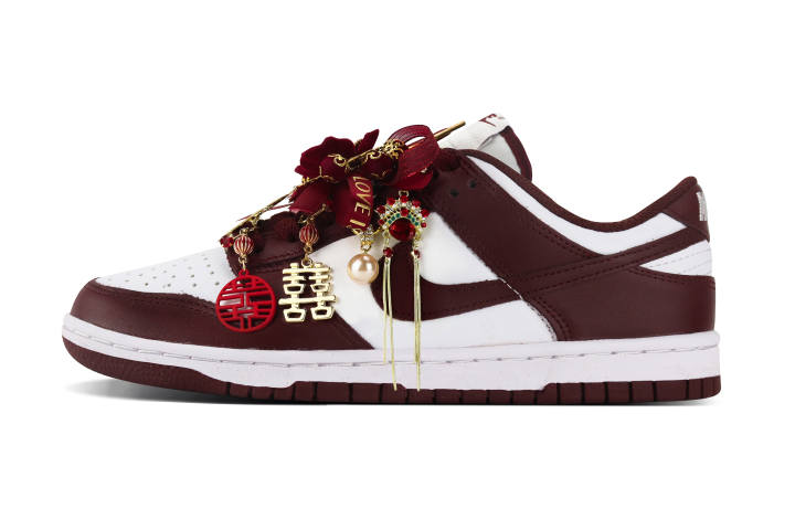 Nike Nike Dunk Wear resistant And Lightweight Low top Skateboard Shoes Unisex Burgundy