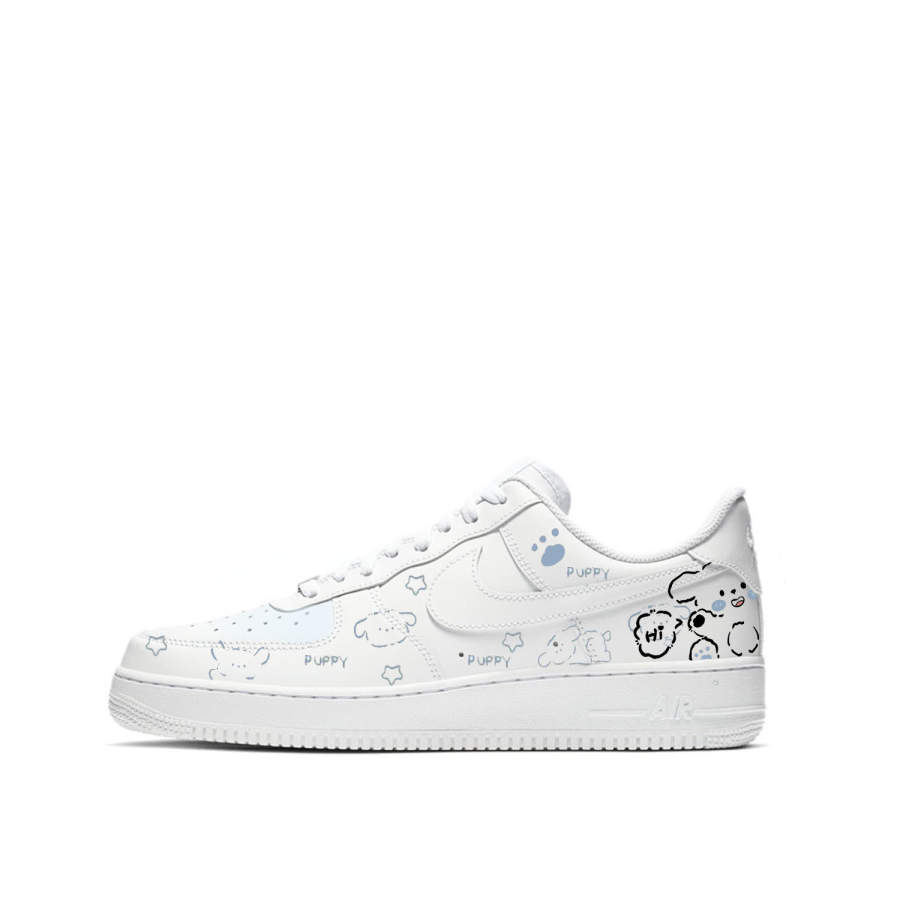Nike Nike Air Force 1 Abrasion Resistant Low top Skateboard Shoes Unisex White Blue