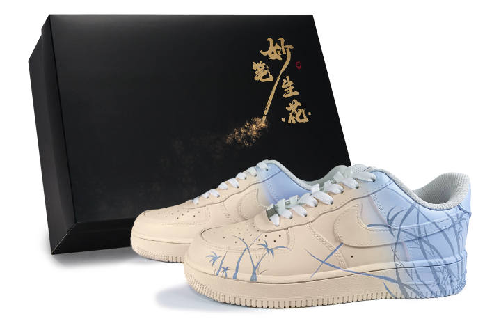 Nike Nike Air Force 1 Wondrous Brush Blossoms, Misty Blue Veil Low top Skateboard Shoes Unisex Orange Blue