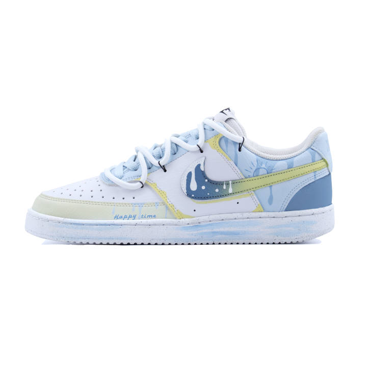 Nike Nike Court Vision 1 Quench Summer Light Wave Lightweight And Breathable Low top Skateboard Shoes Unisex Blue Yellow