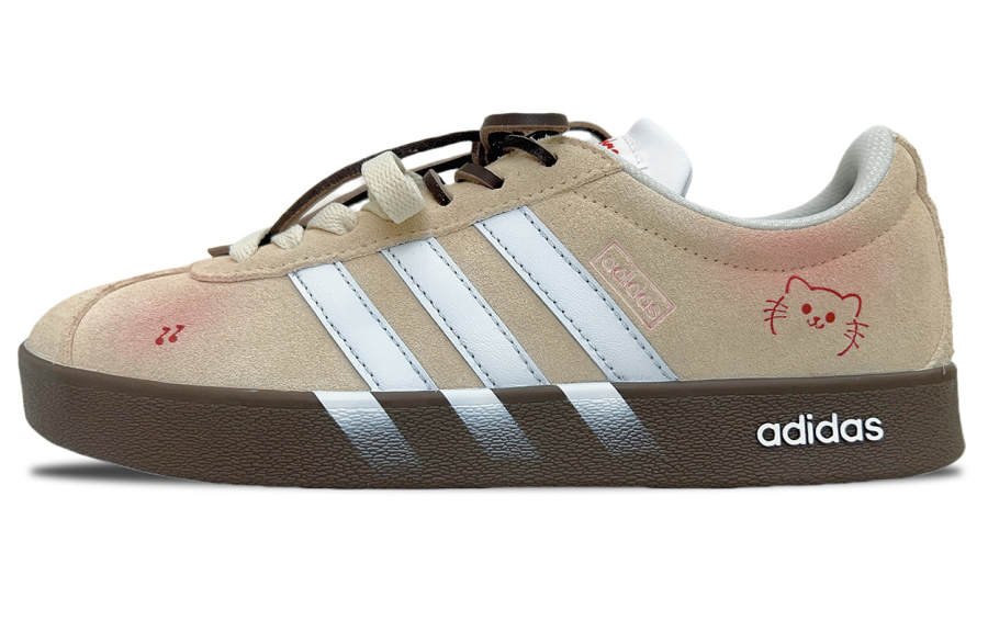Adidas Adidas VL COURT 2.0 Suede Cushioning Abrasion Resistant Low top Skateboard Shoes Unisex Apricot