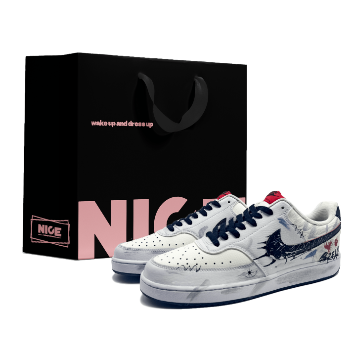 Nike Nike Court Vision 1 Low top Skateboard Shoes Men's White Blue