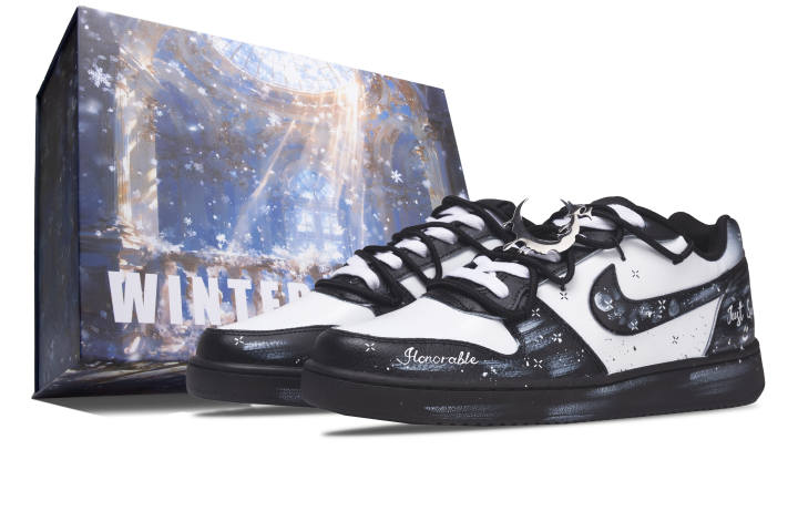 Nike Nike EBERNON Obsidian Moon Shadow Abrasion Resistant Low top Skateboard Shoes Men's Black White