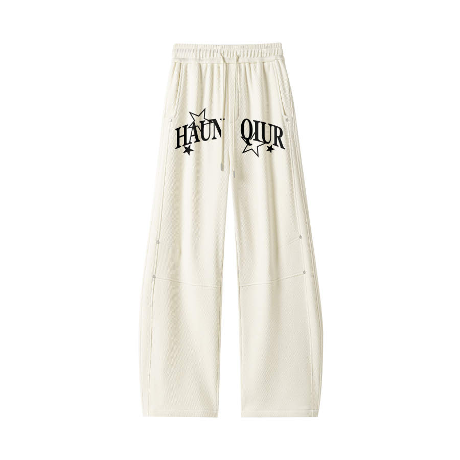HUANQIU Casual Pants Unisex Thickened And Fleece Lined Straight Fit Pants