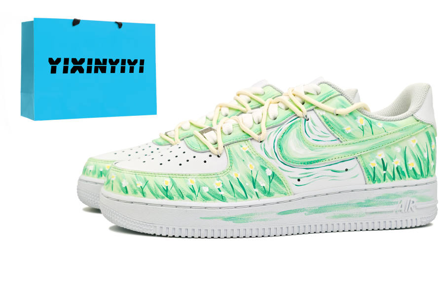 Nike Nike Air Force 1 Abrasion Resistant Height Increasing Low top Skateboard Shoes Unisex White Green