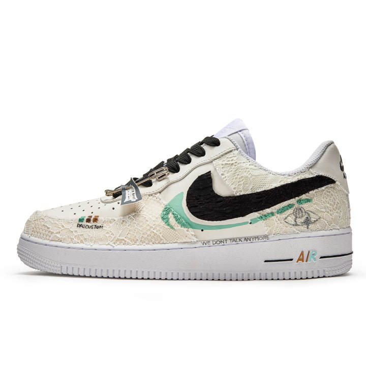 Nike Nike Air Force 1 Da Vinci Custom, Clay Bone Slip Resistant Slip Resistant Low top Skateboard Shoes Women's Beige