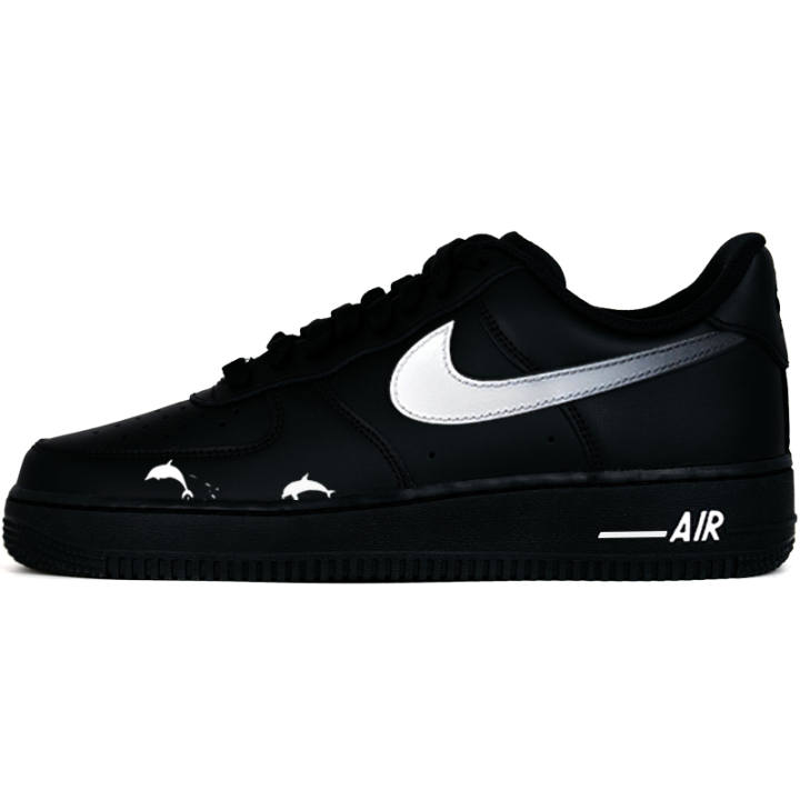 Nike Nike Air Force 1 Dolphin Abrasion Resistant Low top Skateboard Shoes Unisex Black White