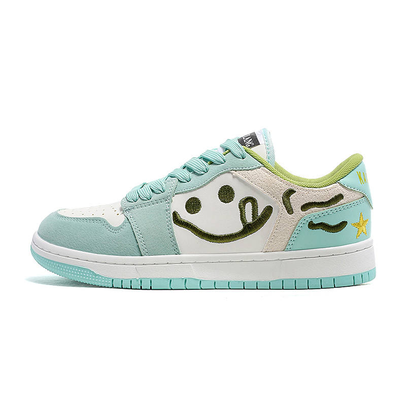 OUBT Refreshing Smiley Face, Preppy Style Casual Shoes Low top Skateboard Shoes Unisex Fresh Green