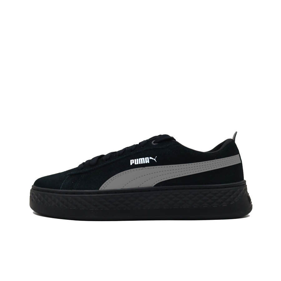 PUMA Smash Platform Pitch Black Cushioning, Wear Resistant Low top Skateboard Shoes Women's Black Gray
