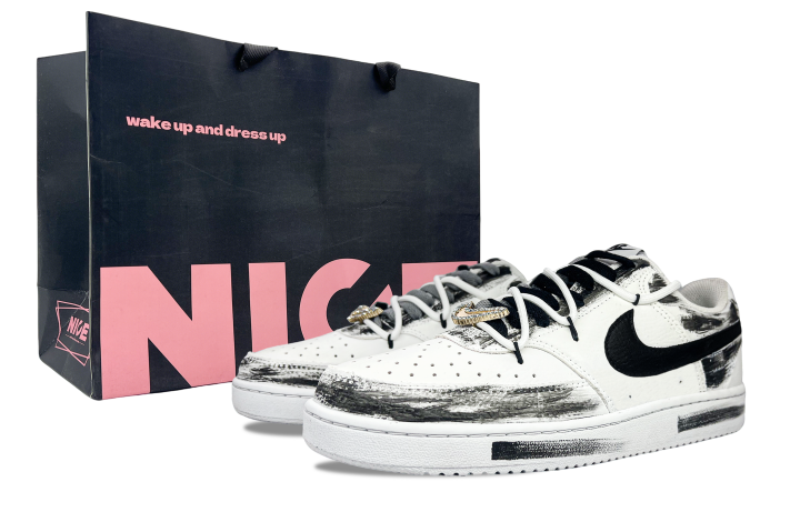 Nike Nike Court Vision 1 Leather Abrasion Resistant Low top Skateboard Shoes Unisex Black White