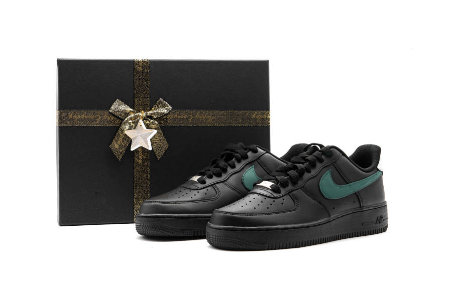 Nike Nike Air Force 1 Slip Resistant Cushioning Abrasion Resistant Low top Skateboard Shoes Unisex Black Green Box