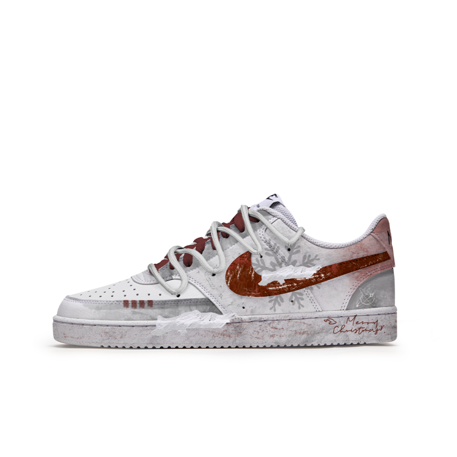 Nike Nike Court Vision 1 P.M.S. Snowy Wander Slip Resistant Abrasion Resistant Low top Skateboard Shoes Men's Red Gray