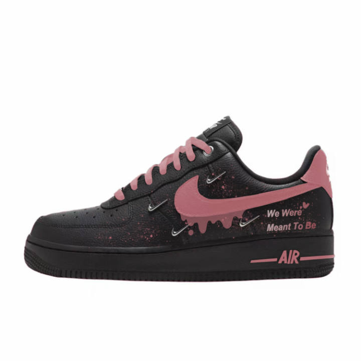 Nike Nike Air Force 1 Abrasion Resistant Low top Skateboard Shoes Women's Black Pink