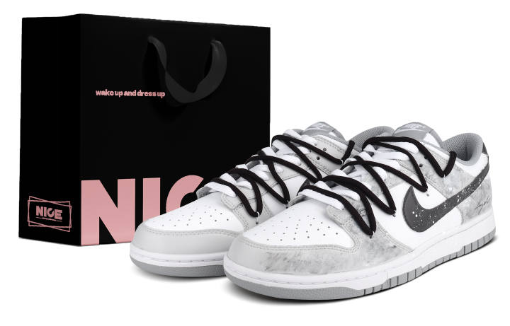Nike Nike Dunk Cushioning Abrasion Resistant Cushioning, Wear Resistant Low top Skateboard Shoes Unisex Gray White