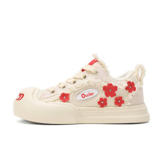 Ouder Smiler Slip Resistant, Abrasion Resistant, Height Increasing Low top Skateboard Shoes Women's Ecru