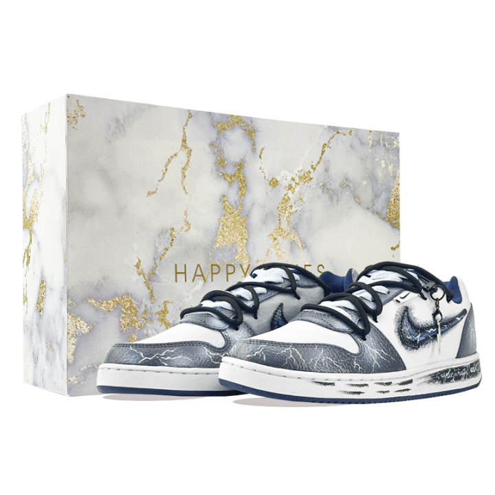 Nike Nike EBERNON Gale White Noise Cushioning, Wear Resistant Low top Skateboard Shoes Men's White Blue