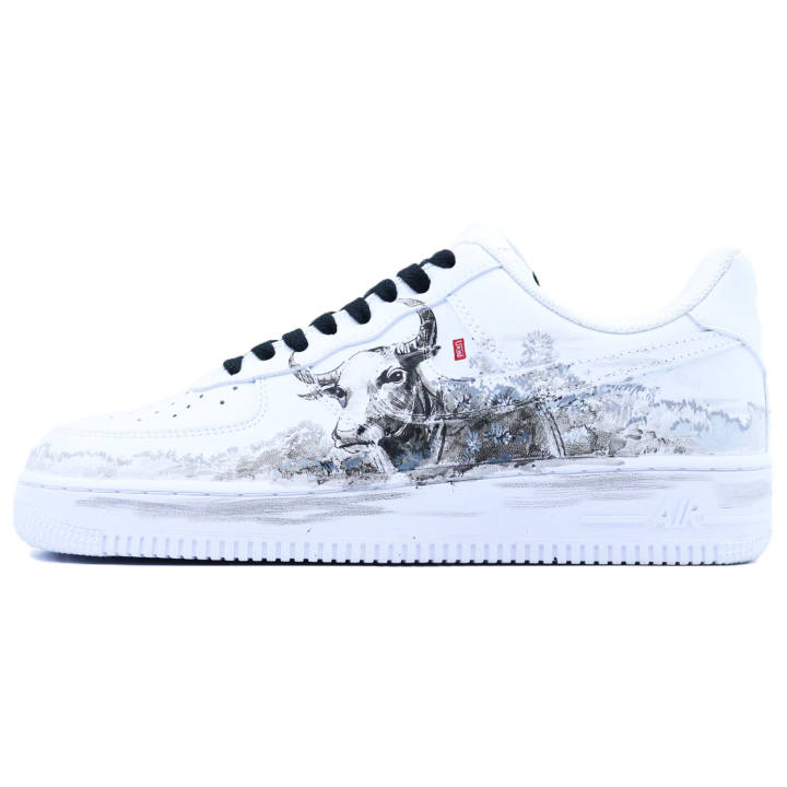 Nike Nike Air Force 1 Slip Resistant Abrasion Resistant Low top Skateboard Shoes Unisex White Black