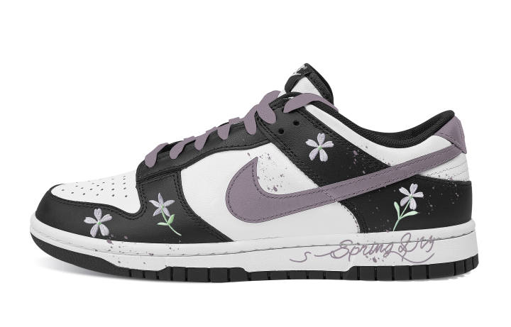 Nike Nike Dunk Bouquet Romantic Abrasion Resistant Low top Skateboard Shoes Unisex Black Purple