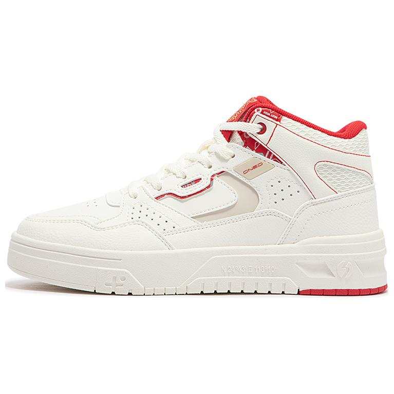 361° Slip Resistant Abrasion Resistant Slip Resistant Abrasion Resistant High top Skateboard Shoes Women's White Red