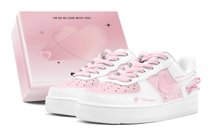Nike Nike Air Force 1 Air Force 1, Couple's, Romantic Favor, Pink Love, Bowknot, Girlish, Sweet Style Low top