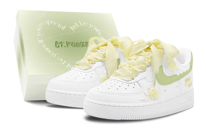 Nike Nike Air Force 1 Romantic Treat, Yellow Rose Slip Resistant Abrasion Resistant Low top Skateboard Shoes Women's