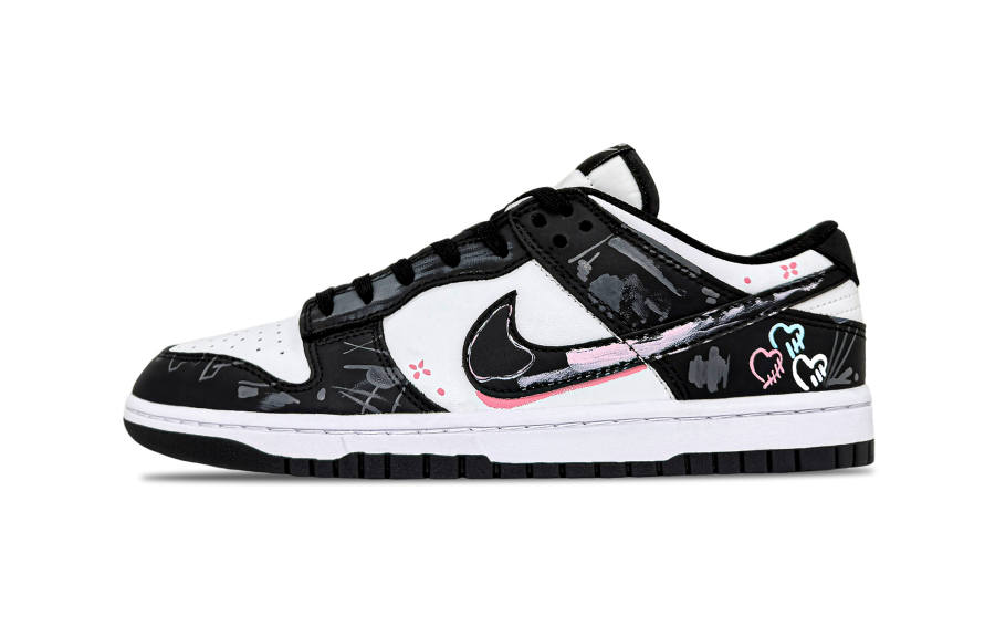 Nike Nike Dunk Vinyl Deeply In Love Abrasion Resistant, Balanced, Breathable Low top Skateboard Shoes Unisex Black White