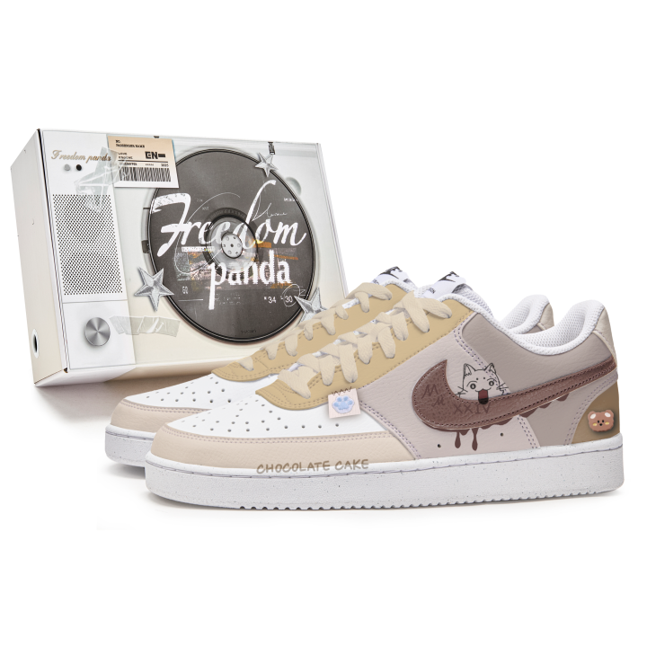 Nike Nike Court Vision 1 Freedom Panda, Box, Brown Bear Slip Resistant Abrasion Resistant Low top Skateboard Shoes Men's
