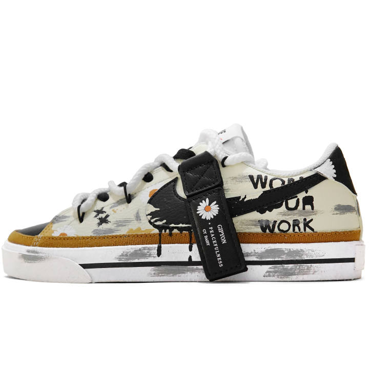 Nike Nike Court Legacy Ink Charm Daisy Coverage Abrasion Resistant Low top Skateboard Shoes Unisex Light Yellow