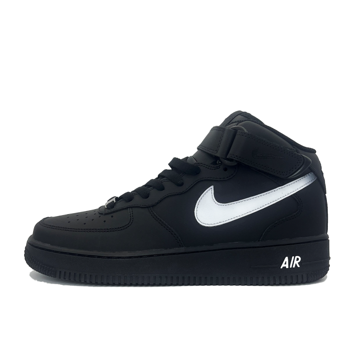 Nike Nike Air Force 1 Coverage Slip Resistant And Abrasion Resistant Mid top Skateboard Shoes Unisex Black White