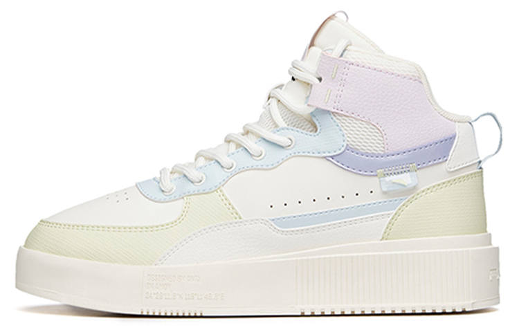 Anta Milk Cap Textile, Synthetic Leather Thermal Slip Resistant High top Skateboard Shoes Women's White Green Blue