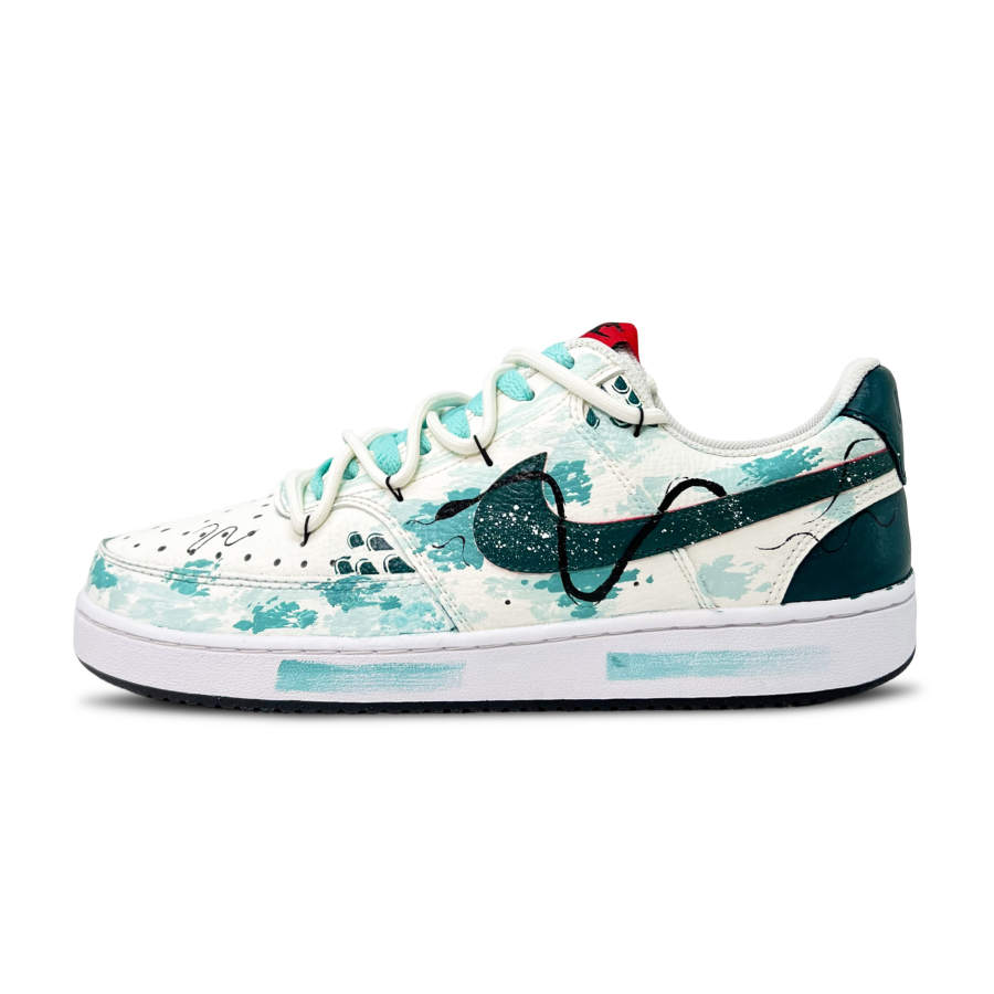 Nike Nike Court Vision 1 Blue And White Dragon Abrasion Resistant Abrasion Resistant Low top Skateboard Shoes Men's Cyan