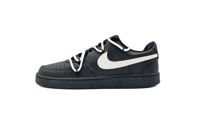 Nike Nike Court Vision Leather Abrasion Resistant Low top Skateboard Shoes Unisex Black White