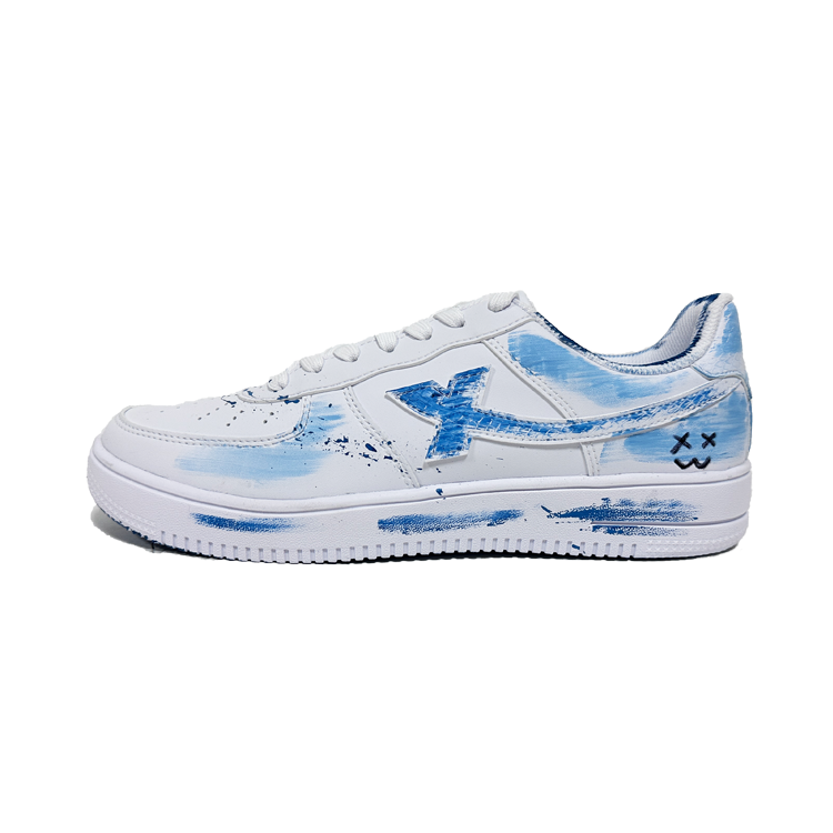 XTEP Air Force 1 Slip Resistant, Lightweight, And Breathable Low top Skateboard Shoes Men's White Blue