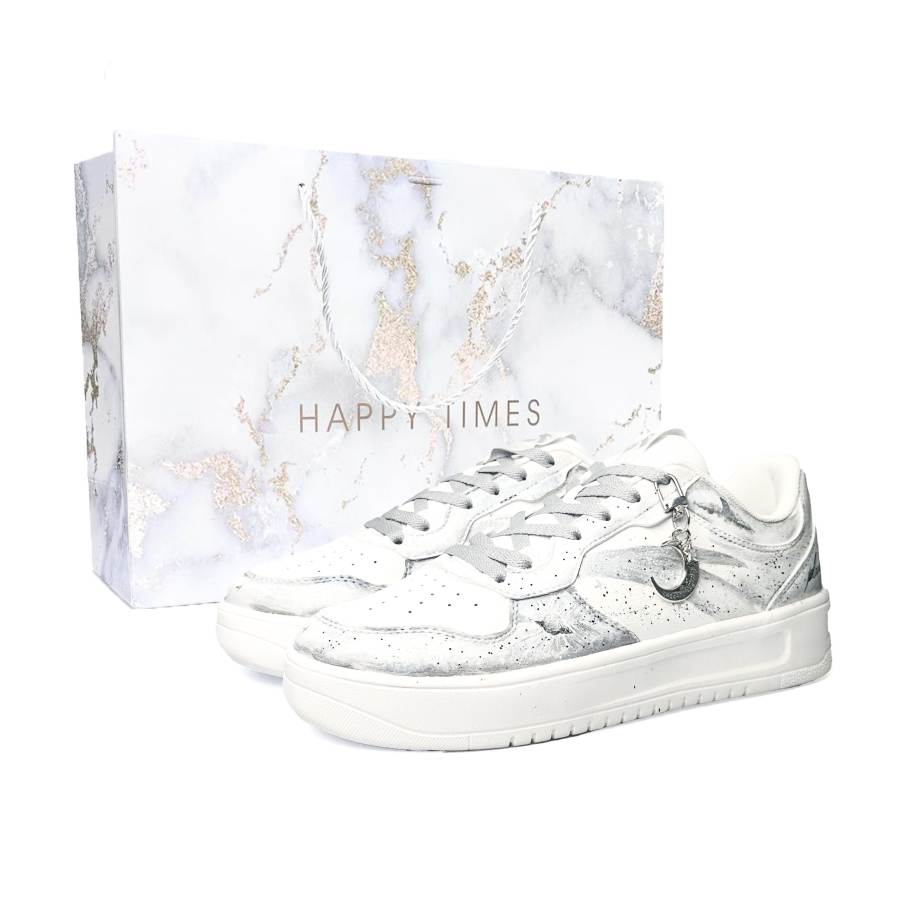 Anta Easy Abrasion Resistant Lightweight Breathable Low top Skateboard Shoes Unisex Silver White
