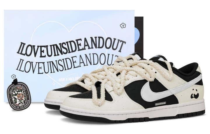 Nike Nike Dunk Panda Blueberry Slip Resistant, Abrasion Resistant, Lightweight Low top Skateboard Shoes GS Black White Blue