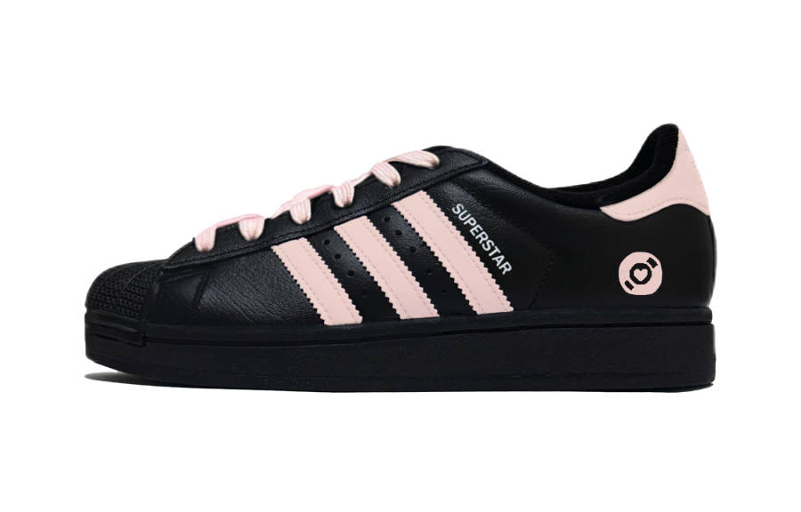 Adidas Originals Superstar 2 Puppy Fragment Low top Skateboard Shoes Unisex Black Pink