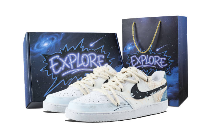Nike Nike Court Vision 1 Visfe Leather Abrasion Resistant Abrasion Resistant Low top Skateboard Shoes Unisex Gray Blue