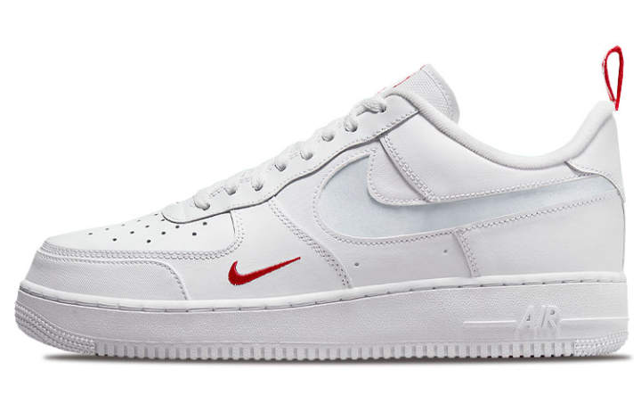 Nike Nike Air Force 1 Low Cut Out Swoosh White University Red Metallic Silver