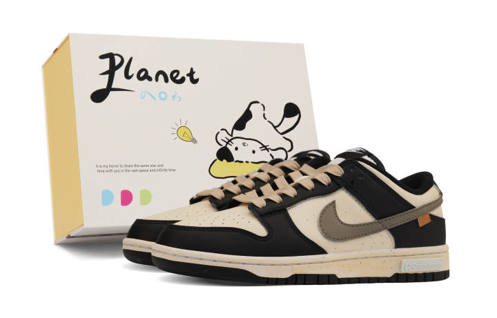 Nike Nike Dunk 806 Planet, Space Gray Rock Slip Resistant Lightweight Low top Skateboard Shoes Unisex Black Beige